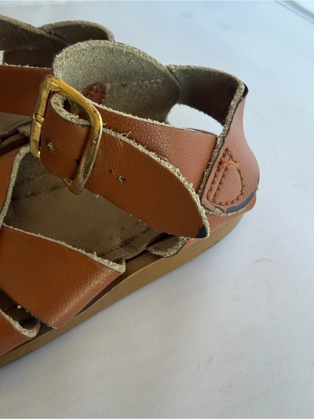 Salt Water Sandals by Hoy Tan Leather Kids Sandals with Buckle